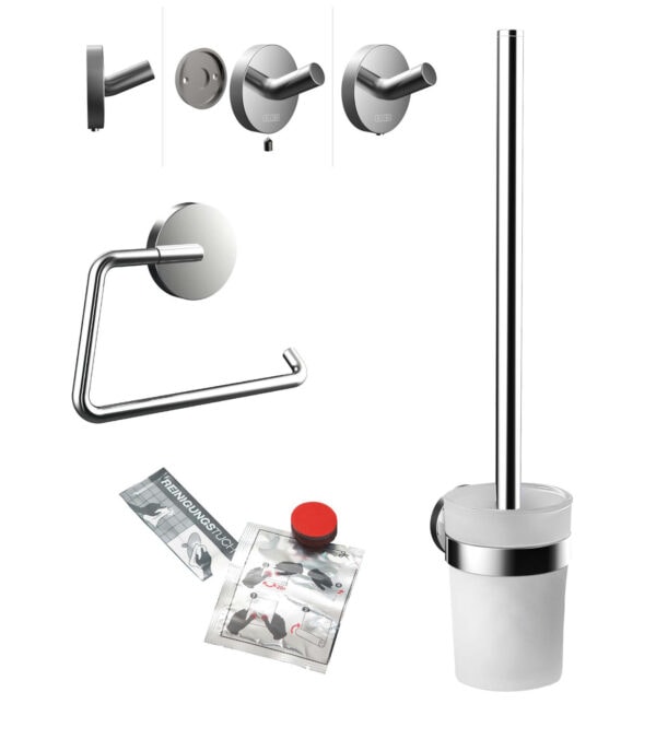 Zin Reparatie mogelijk Plenaire sessie emco round WC set chrome, consisting of paper holder, toilet brush set,  hook and glue-set (emco glue system) - EMCO (EN)