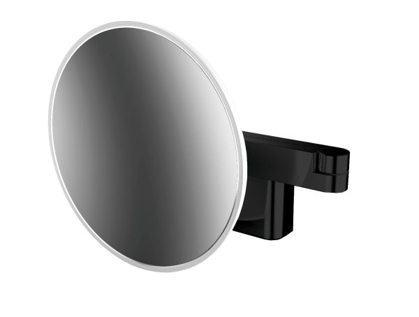 emco evo Scheerspiegel, rond, Ø 209 mm, LED verlichting, 2-armig, wandmodel - zwart, vergroting: 5-voudig